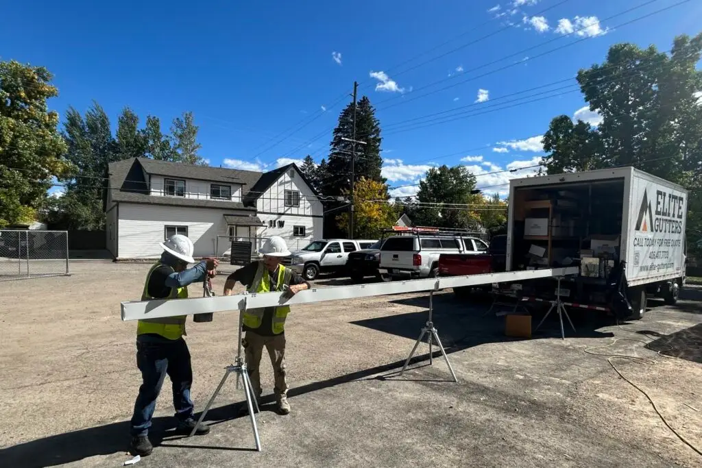 Elite Gutters subcontracting work for major general contractor in Bozeman, Montana.